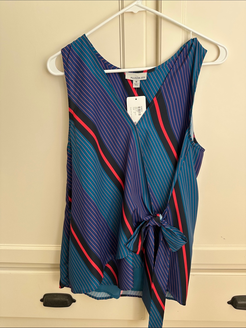 Allison Joy purple and Navy Striped Tie-Front Sleeveless Camisole